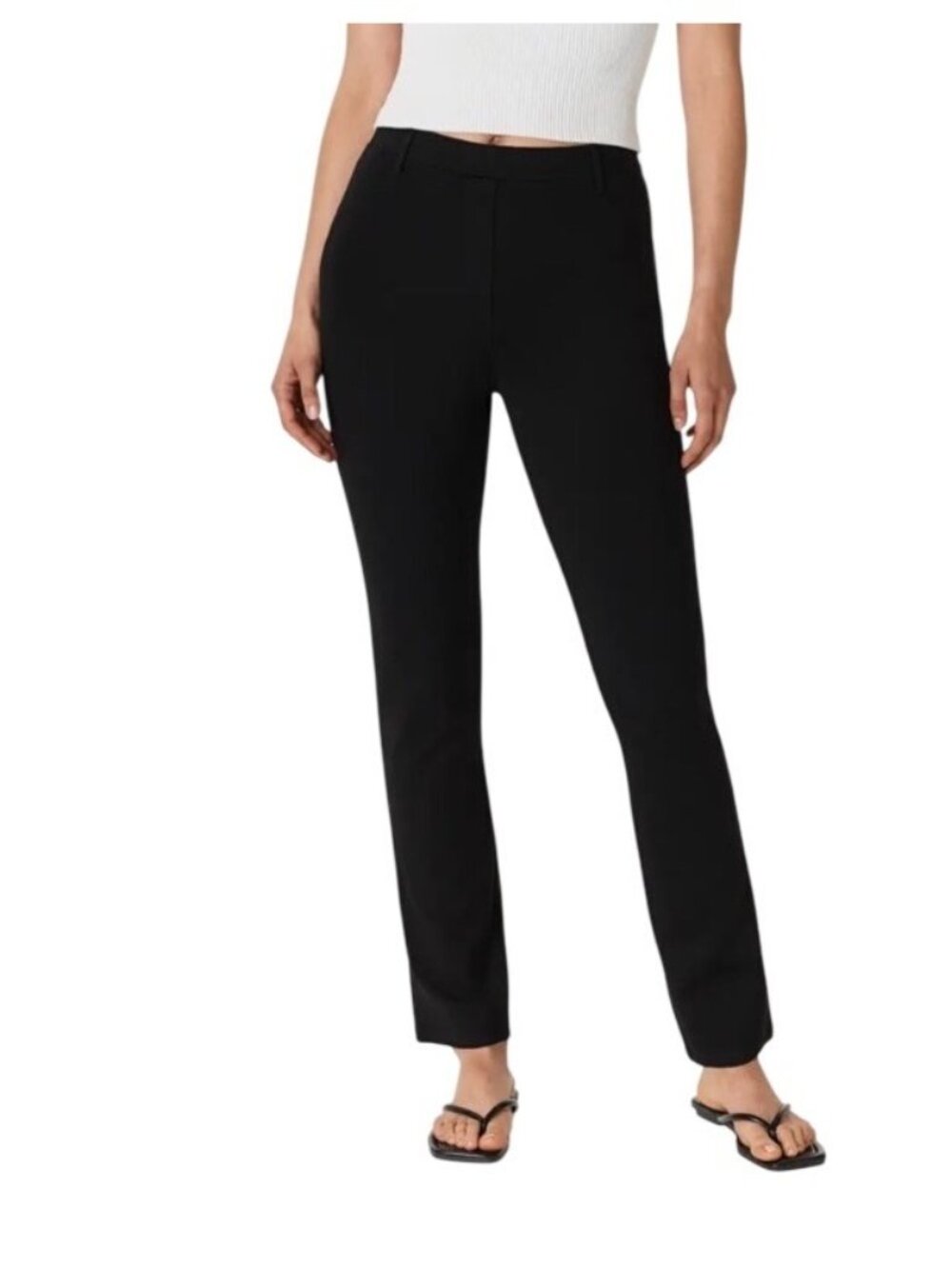 Quince Ultra-Stretch pull on Ponte Straight Leg Black Pants Size L career neutra